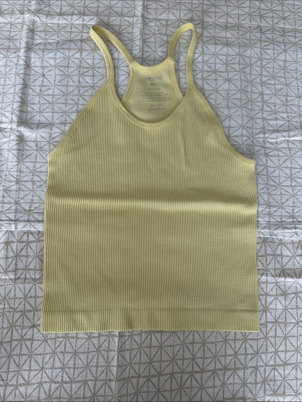 Ododos Ribbed Racerback Cropped Tank Top — Pale Yellow